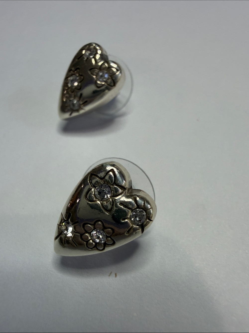 Brighton Silver Floral Heart Stud Earrings - Picture 3 of 3